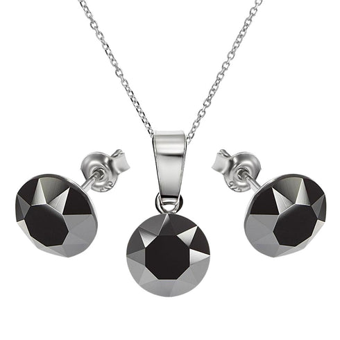 Sudraba komplekts "Klasika (Jet Hematite)" ar Swarovski™ kristāliem